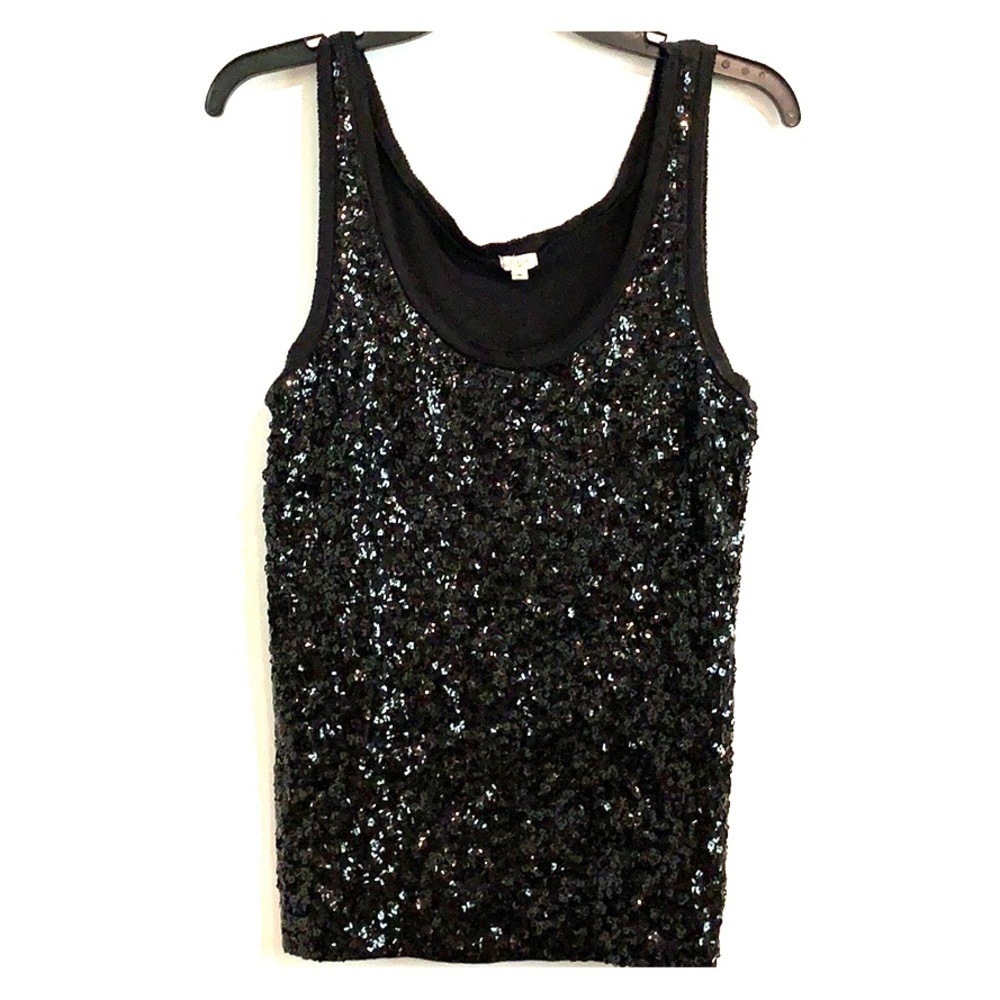 J Crew Sequin Front Cotton Tank Top